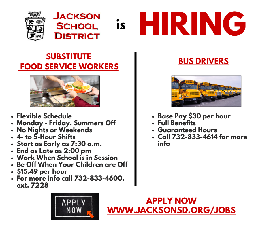  hiring ad for food service and drivers